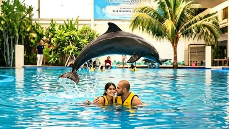 bali dolphins exotic marine park honeymoon couple interaction